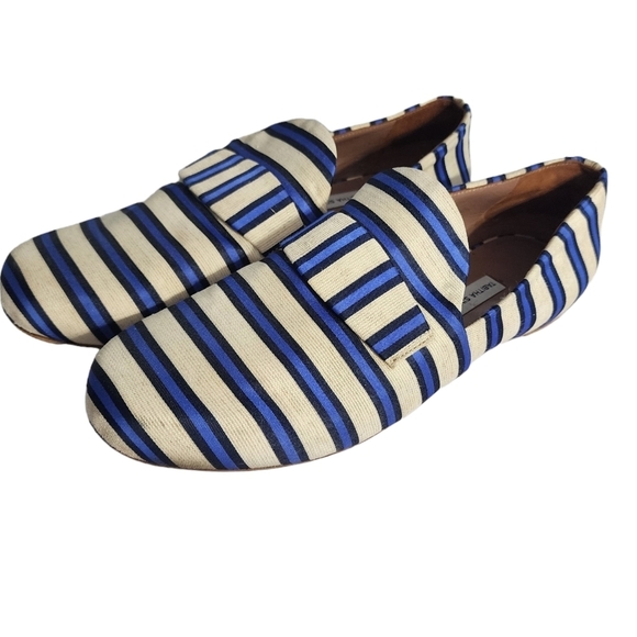 Tabitha Simmons Striped Flats Fabric Loafers 39 - Picture 1 of 7